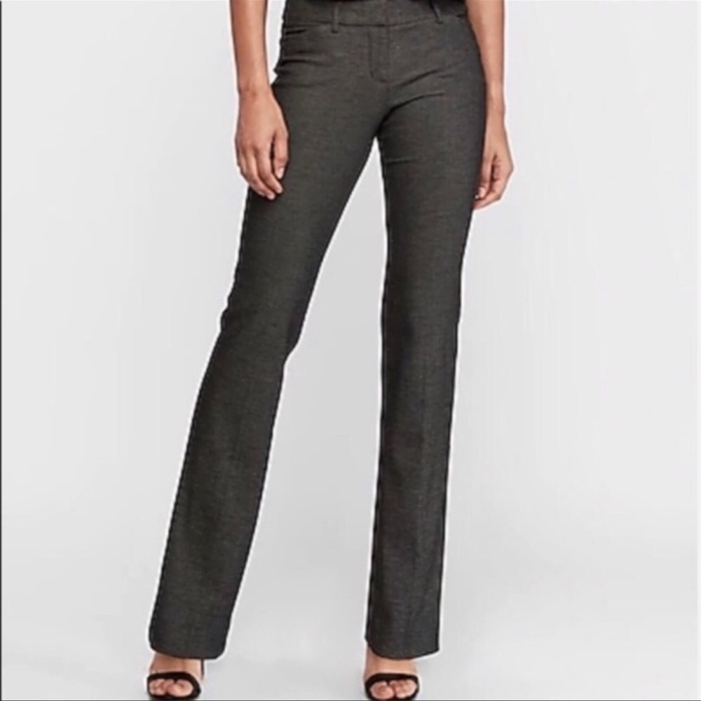 NWT Express Editor Barely Boot Low Rise Pants Womens Gray/Black 6 Long
